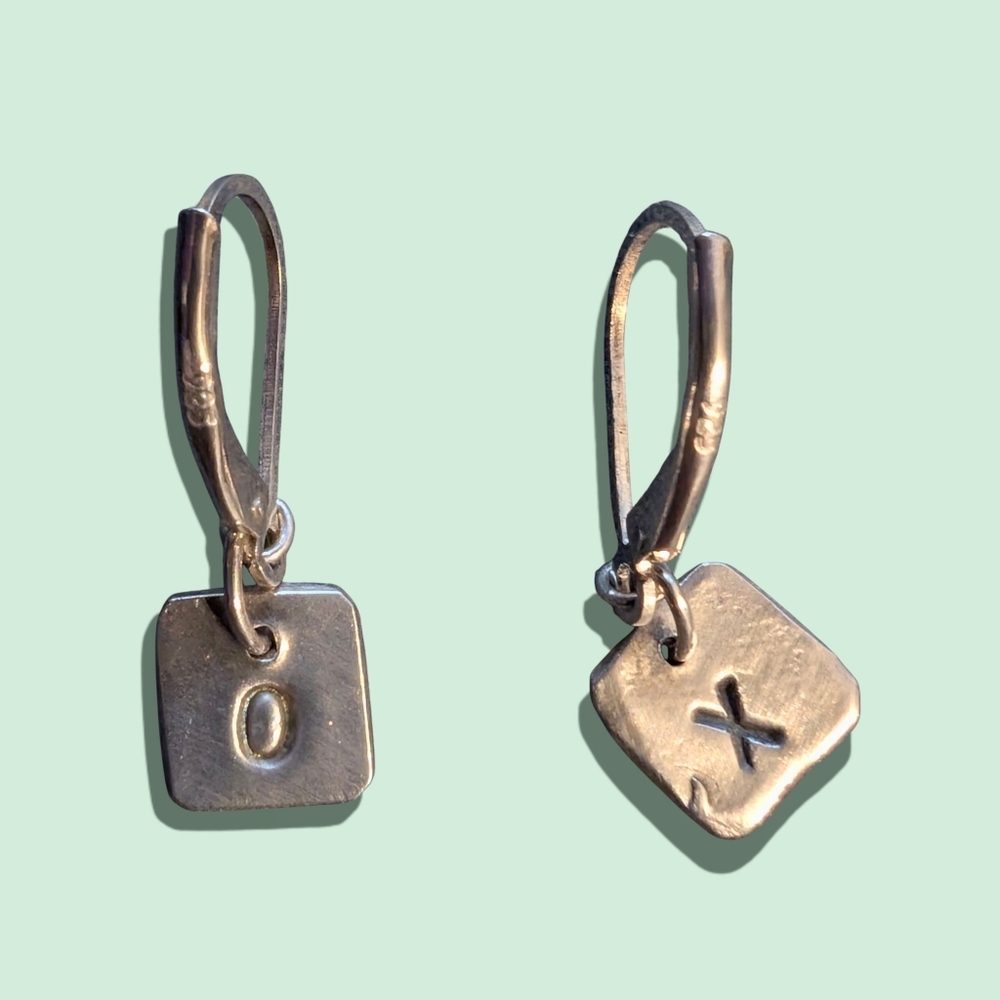Sterling Silver Hugs and Kisses Pierced Earrings